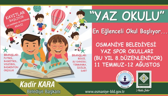 Osmaniye Belediyesi Ücretsiz 8.Yaz Spor Okulları Kayıtları Başladı