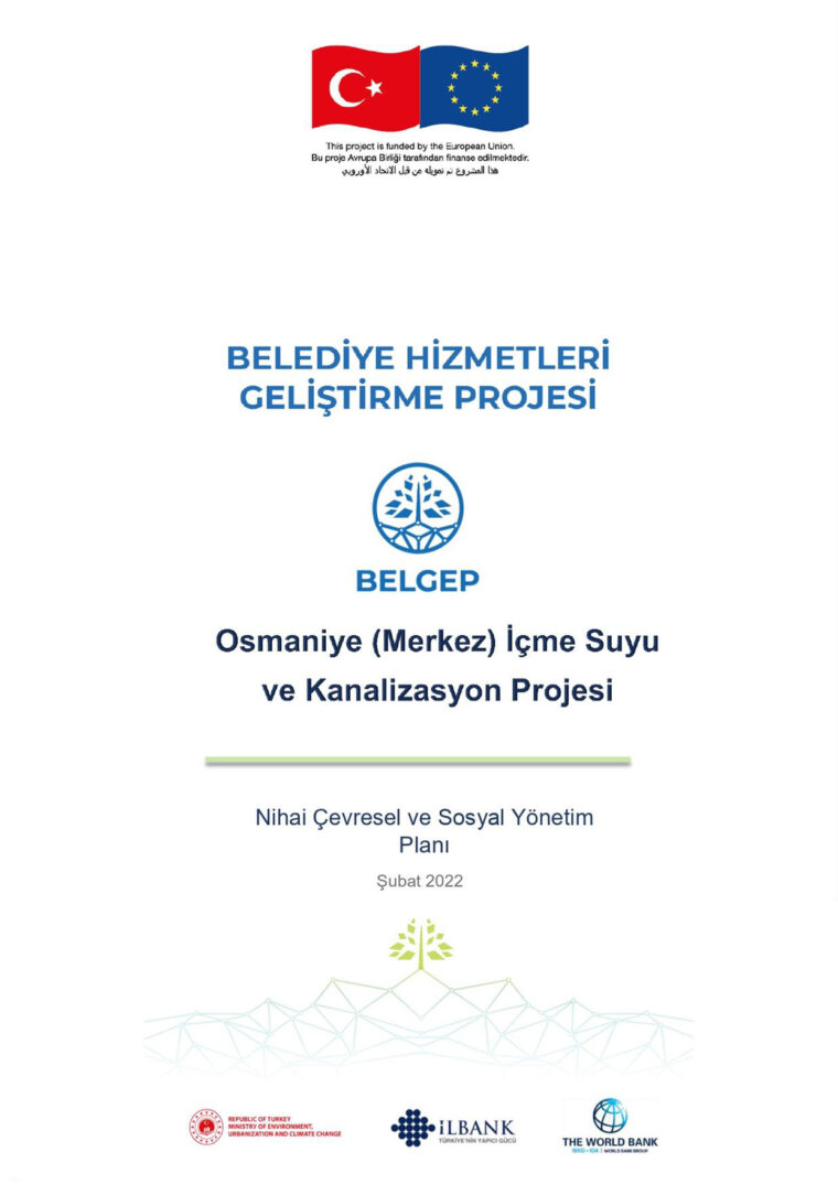 Osmaniye (Merkez) İçme Suyu ve Kanalizasyon Projesi Revize Taslak ÇSYP